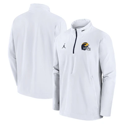 Men's Jordan Brand White Michigan Wolverines Sideline Coaches Quarter-Zip Jacket