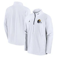 Men's Jordan Brand White Michigan Wolverines Sideline Coaches Quarter-Zip Jacket