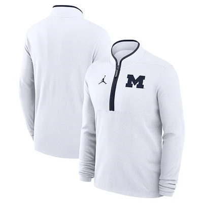 Men's Jordan Brand White Michigan Wolverines Victory Half-Zip Sweatshirt