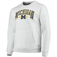 Hommes League Collegiate Wear Heathered Grey Michigan Wolverines Upperclassman Pocket Pullover Sweatshirt