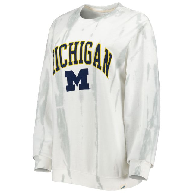 Sweat-shirt League Collegiate Wear pour hommes blanc/argent Michigan Wolverines Classic Arch Dye Terry Pull-over