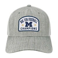 Casquette de camionneur réglable Legacy Athletic Heather Grey Michigan Wolverines 2023 Big Ten Football Conference Champions pour hommes