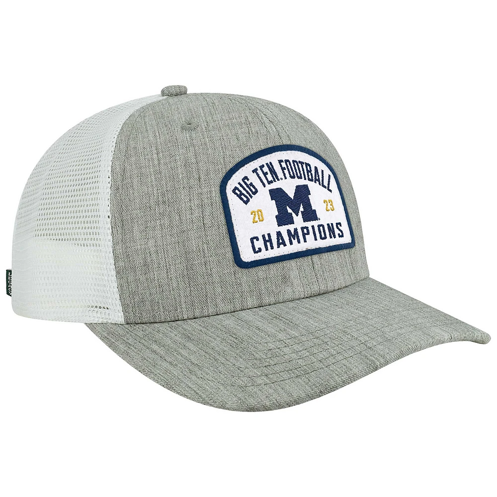 Casquette de camionneur réglable Legacy Athletic Heather Grey Michigan Wolverines 2023 Big Ten Football Conference Champions pour hommes