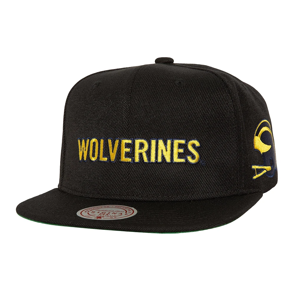 Men's Mitchell & Ness  Black Michigan Wolverines Triple Play Snapback Hat