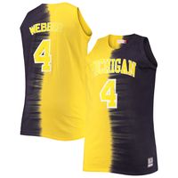 Men's Mitchell & Ness Chris Webber Navy/Maize Michigan Wolverines Big Tall Player Tie-Dye Jersey