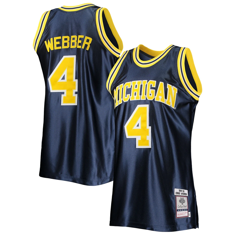 Maillot authentique Throwback College Mitchell & Ness Chris Webber marine Michigan Wolverines 1991/92 pour hommes