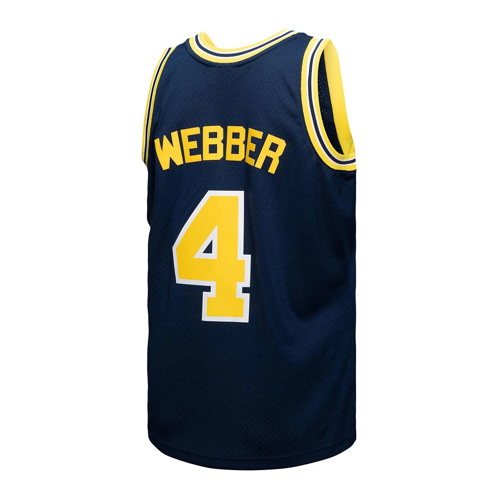 Men's Mitchell & Ness Chris Webber Navy Michigan Wolverines 1991/92 College Vault Player Swingman Jersey