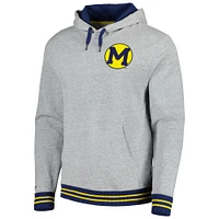 Men's Mitchell & Ness Heather Gray Michigan Wolverines Pullover Hoodie