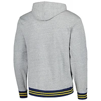 Men's Mitchell & Ness Heather Gray Michigan Wolverines Pullover Hoodie