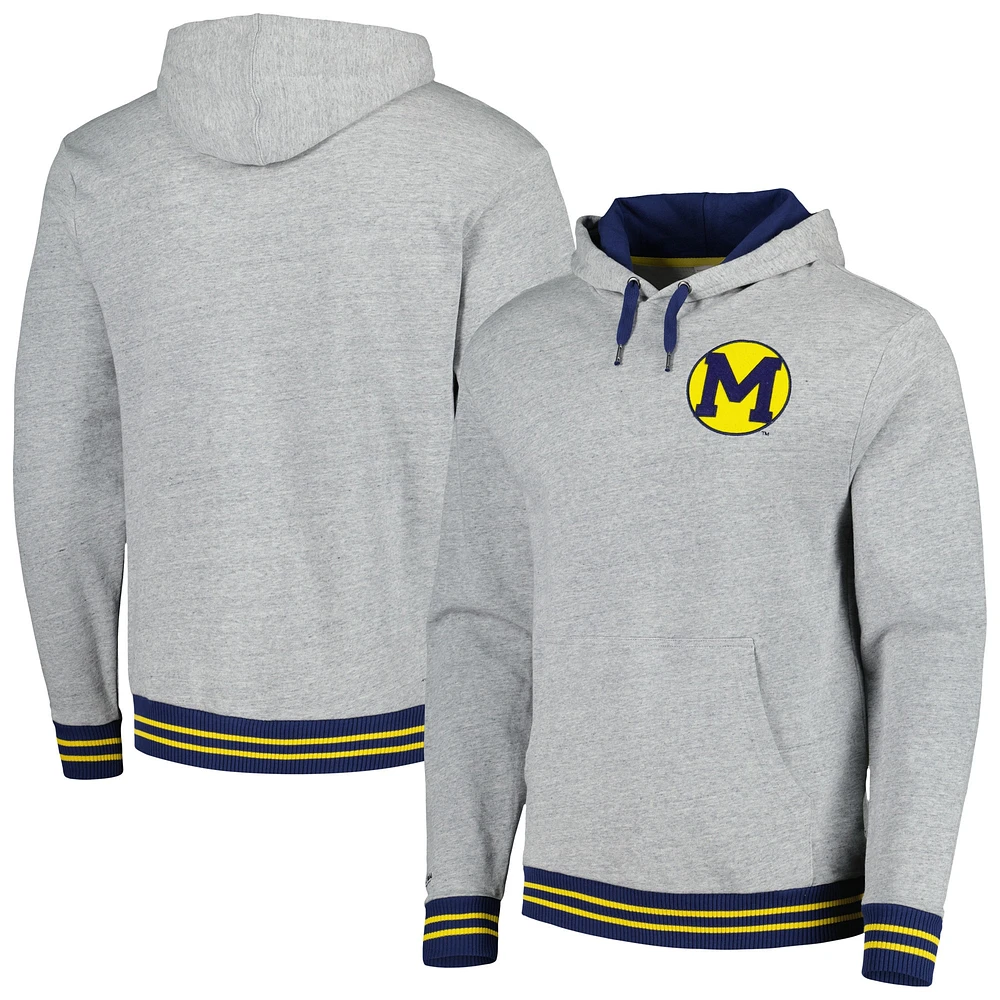 Sweat à capuche Mitchell & Ness pour hommes, gris chiné, Michigan Wolverines