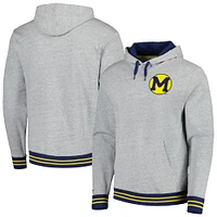 Men's Mitchell & Ness Heather Gray Michigan Wolverines Pullover Hoodie