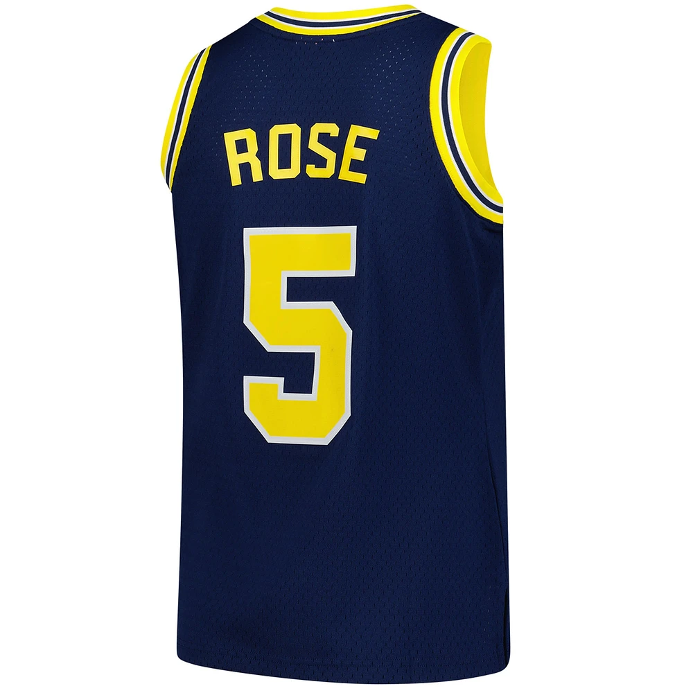 Maillot Swingman Mitchell & Ness Jalen Rose bleu marine pour homme des Wolverines du Michigan 1991/92