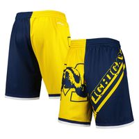 Men's Mitchell & Ness Maize/Navy Michigan Wolverines Big Face 5.0 Fashion Shorts