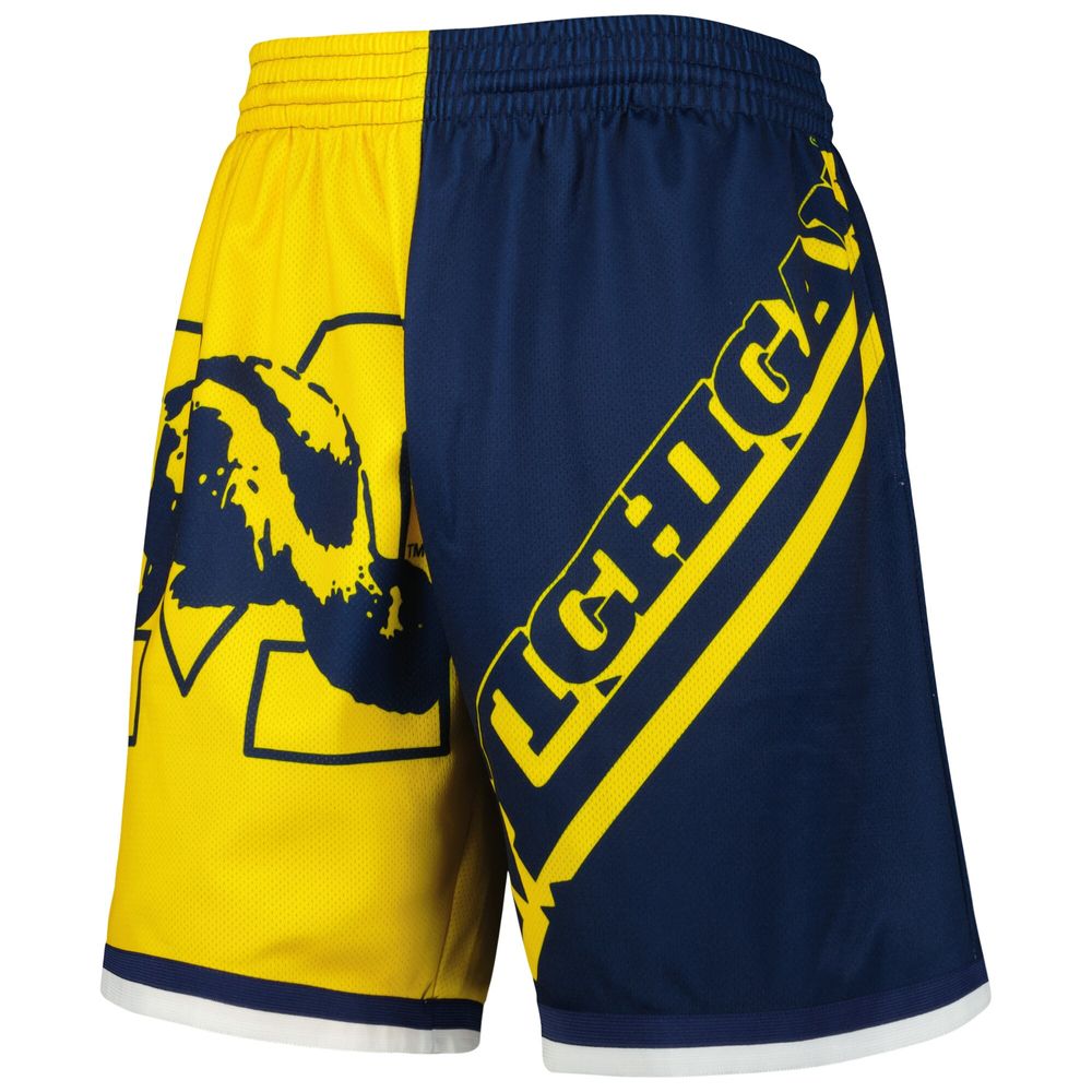 Men's Mitchell & Ness Maize/Navy Michigan Wolverines Big Face 5.0 Fashion Shorts