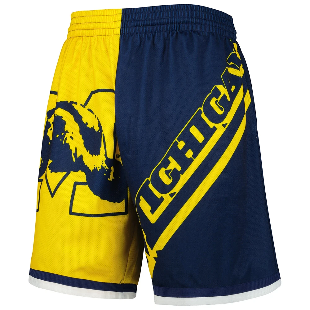 Short mode Mitchell & Ness Maize/Navy Michigan Wolverines Big Face 5.0 pour hommes