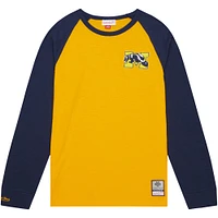 T-shirt à manches longues raglan flammé légendaire Mitchell & Ness Maize Michigan Wolverines pour hommes