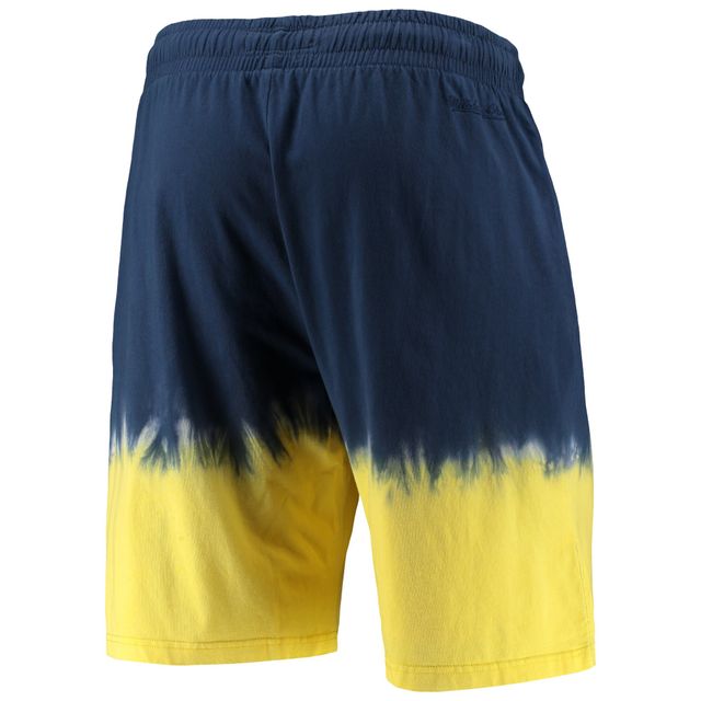 Short tie-dye Mitchell & Ness pour hommes, bleu marine/or, Michigan Wolverines