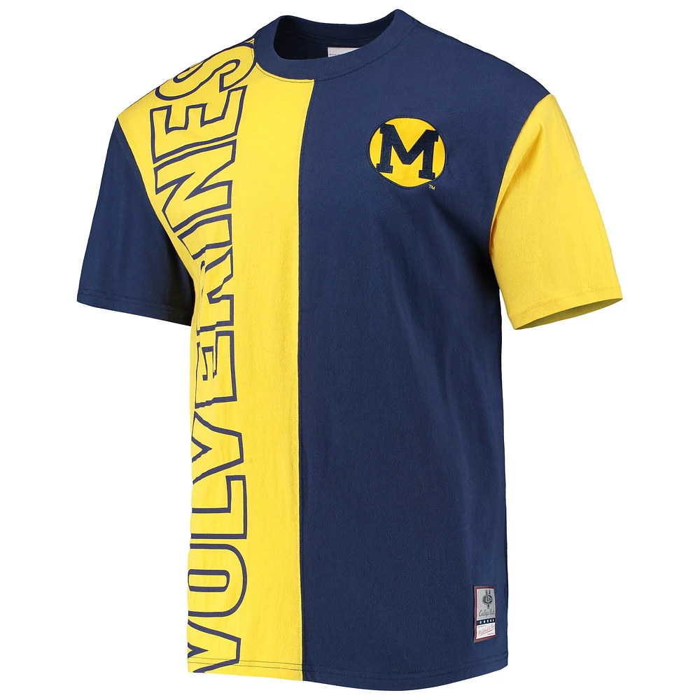 Men's Mitchell & Ness Navy/Maize Michigan Wolverines Play By 2.0 T-Shirt