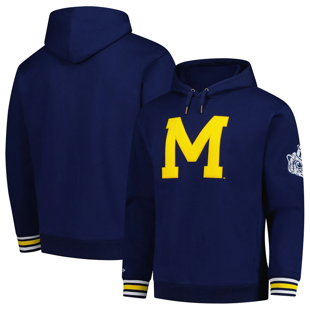 Sweat à capuche en polaire point de chaîne bleu marine Michigan Wolverines Mitchell & Ness pour homme