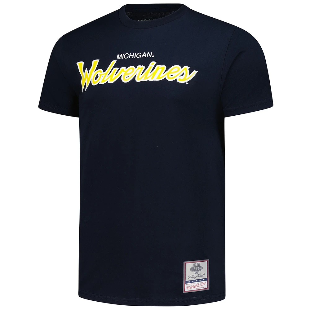 Men's Mitchell & Ness  Navy Michigan Wolverines Elite Script T-Shirt