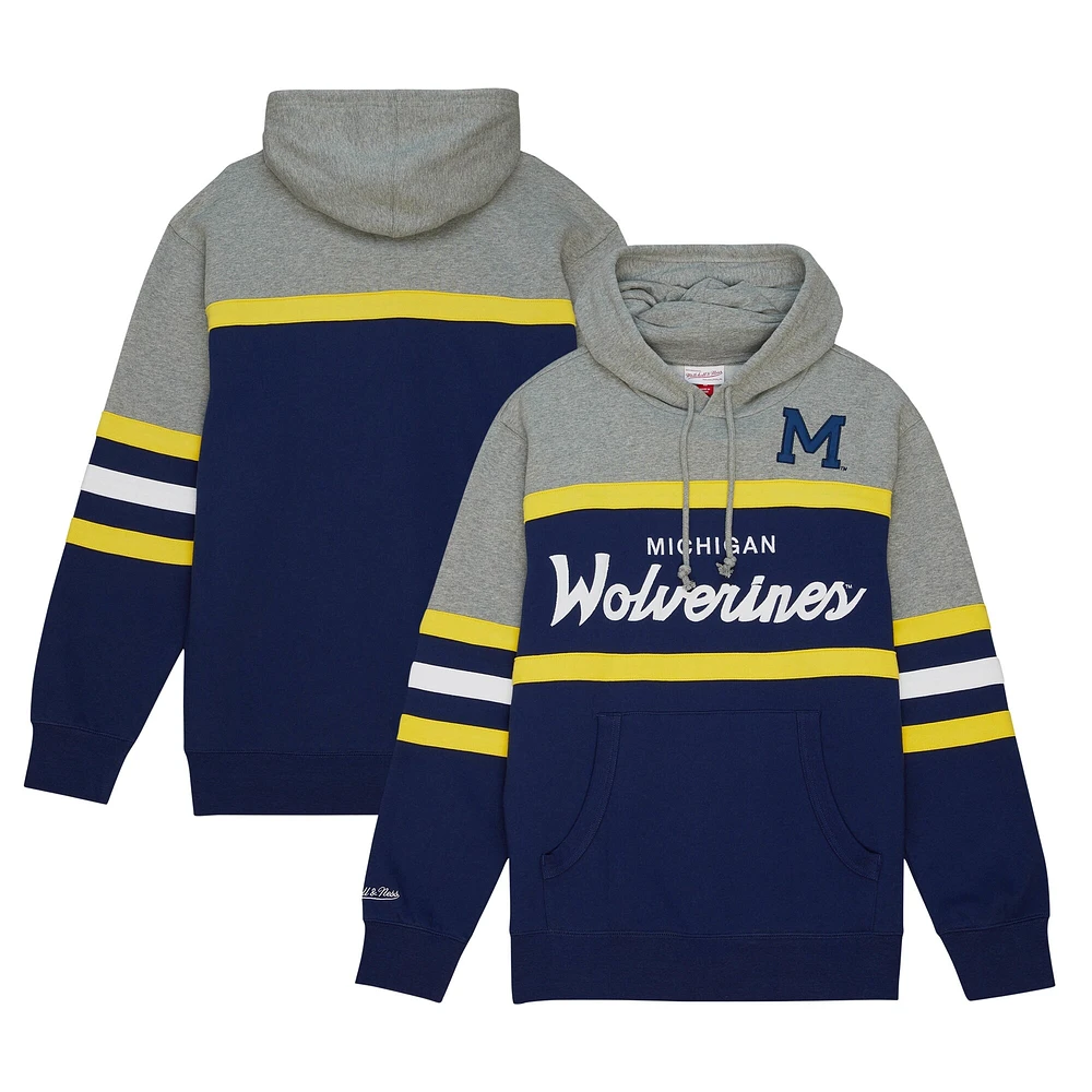 Men's Mitchell & Ness Navy Michigan Wolverines Head Coach Pullover Hoodie