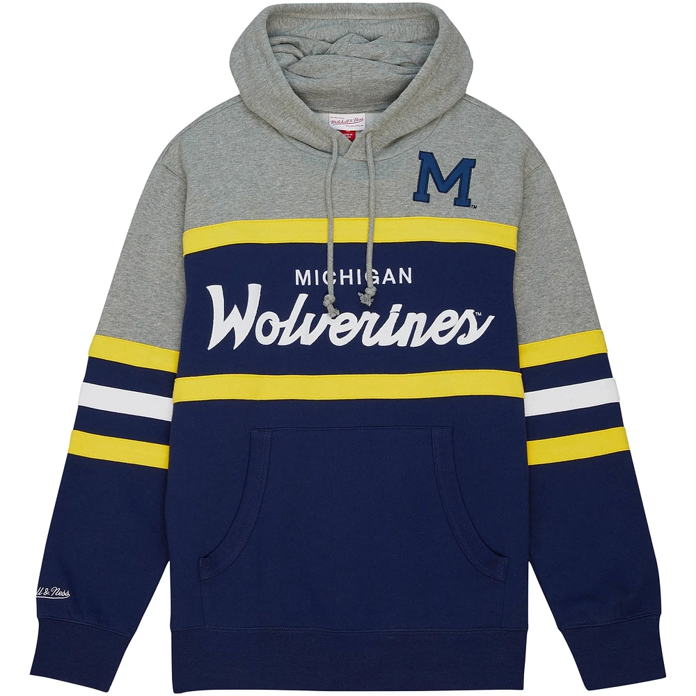 Men's Mitchell & Ness Navy Michigan Wolverines Head Coach Pullover Hoodie