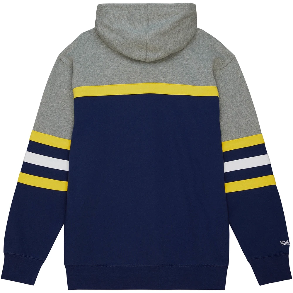 Men's Mitchell & Ness Navy Michigan Wolverines Head Coach Pullover Hoodie