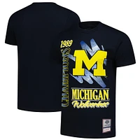 T-shirt bleu marine délavé au minéral Michigan Wolverines de Mitchell & Ness pour homme
