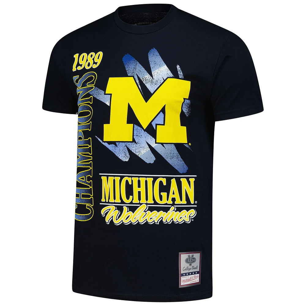 T-shirt bleu marine délavé au minéral Michigan Wolverines de Mitchell & Ness pour homme