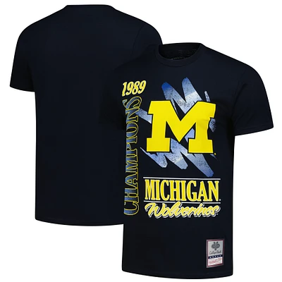 T-shirt bleu marine délavé au minéral Michigan Wolverines de Mitchell & Ness pour homme