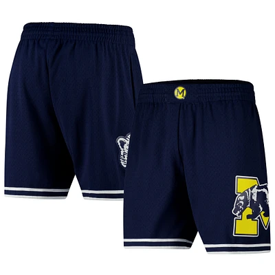 Men's Mitchell & Ness Navy Michigan Wolverines Team ID Vintage Logo Mesh Shorts