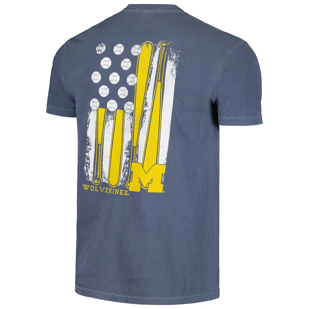 T-shirt bleu marine pour hommes, drapeau de baseball des Wolverines du Michigan, couleurs confortables