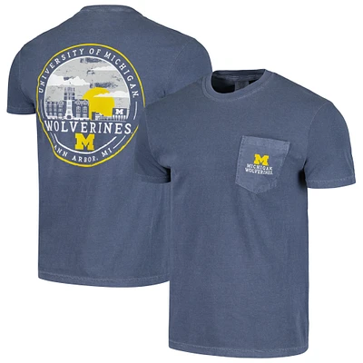 T-shirt à poche rayé bleu marine Michigan Wolverines Sky Comfort Colors pour hommes