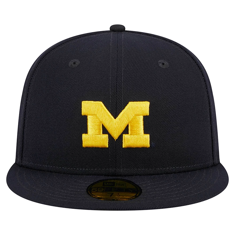 Casquette ajustée 59FIFTY bleu marine Michigan Wolverines de New Era pour homme