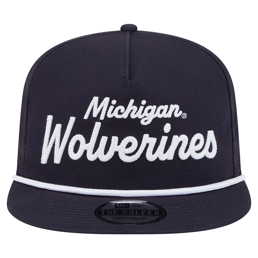 Casquette de golf à logo New Era bleu marine pour homme, motif aventure des Wolverines du Michigan