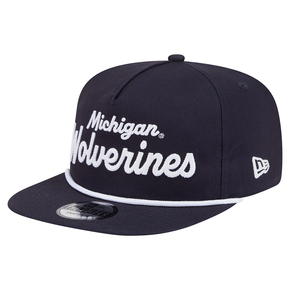 Casquette de golf à logo New Era bleu marine pour homme, motif aventure des Wolverines du Michigan