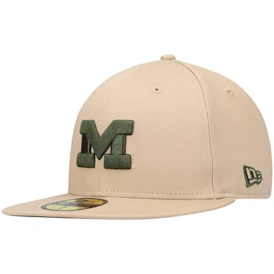 Michigan Wolverines New Era Camel & Rifle 59FIFTY Fitted Hat - Tan