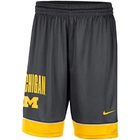 Men's Nike Charcoal/Yellow Michigan Wolverines Fast Break Performance Shorts