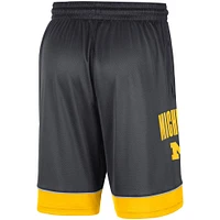 Men's Nike Charcoal/Yellow Michigan Wolverines Fast Break Performance Shorts