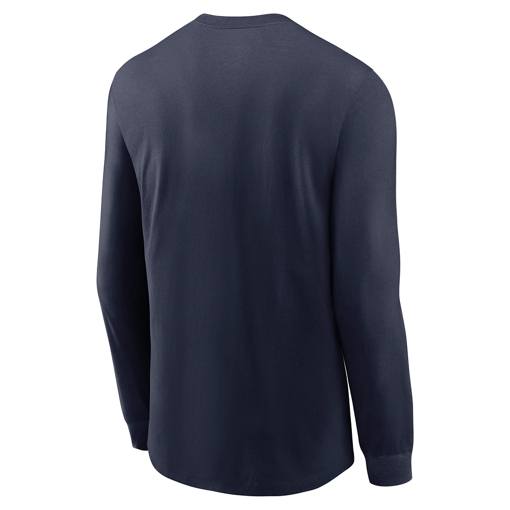 T-shirt à manches longues avec slogan Michigan Wolverines pour homme Nike College Navy