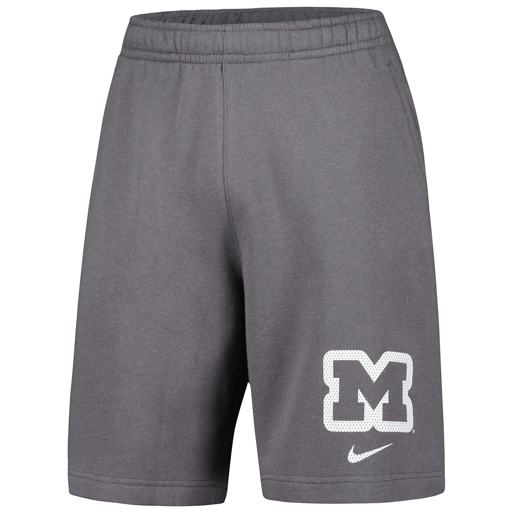 Short en polaire Nike Wolverines pour homme, gris, Michigan