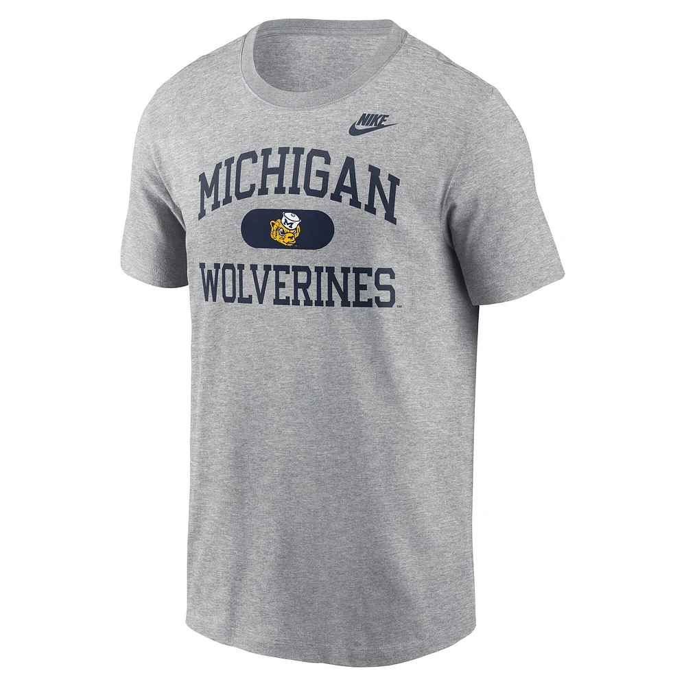 Men's Nike Heather Gray Michigan Wolverines Legacy Alma Mater T-Shirt