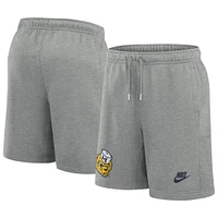 Short en molleton Nike Michigan Wolverines Legacy Essential pour homme, gris chiné