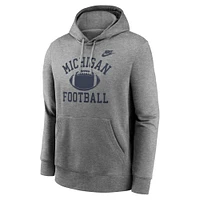 Sweat à capuche en polaire Nike Michigan Wolverines Legacy Football Icon Club pour homme, gris chiné