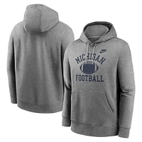 Sweat à capuche en polaire Nike Michigan Wolverines Legacy Football Icon Club pour homme, gris chiné