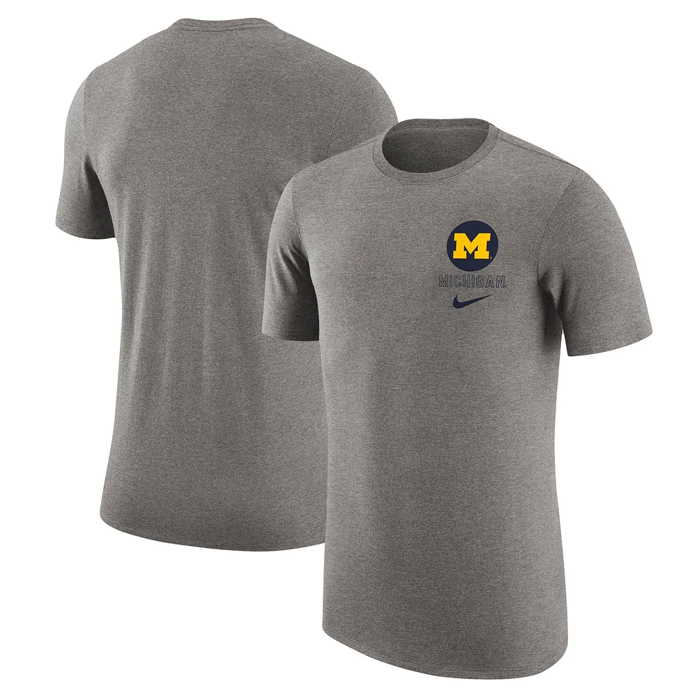 T-shirt rétro tri-blend gris chiné pour homme Nike Michigan Wolverines