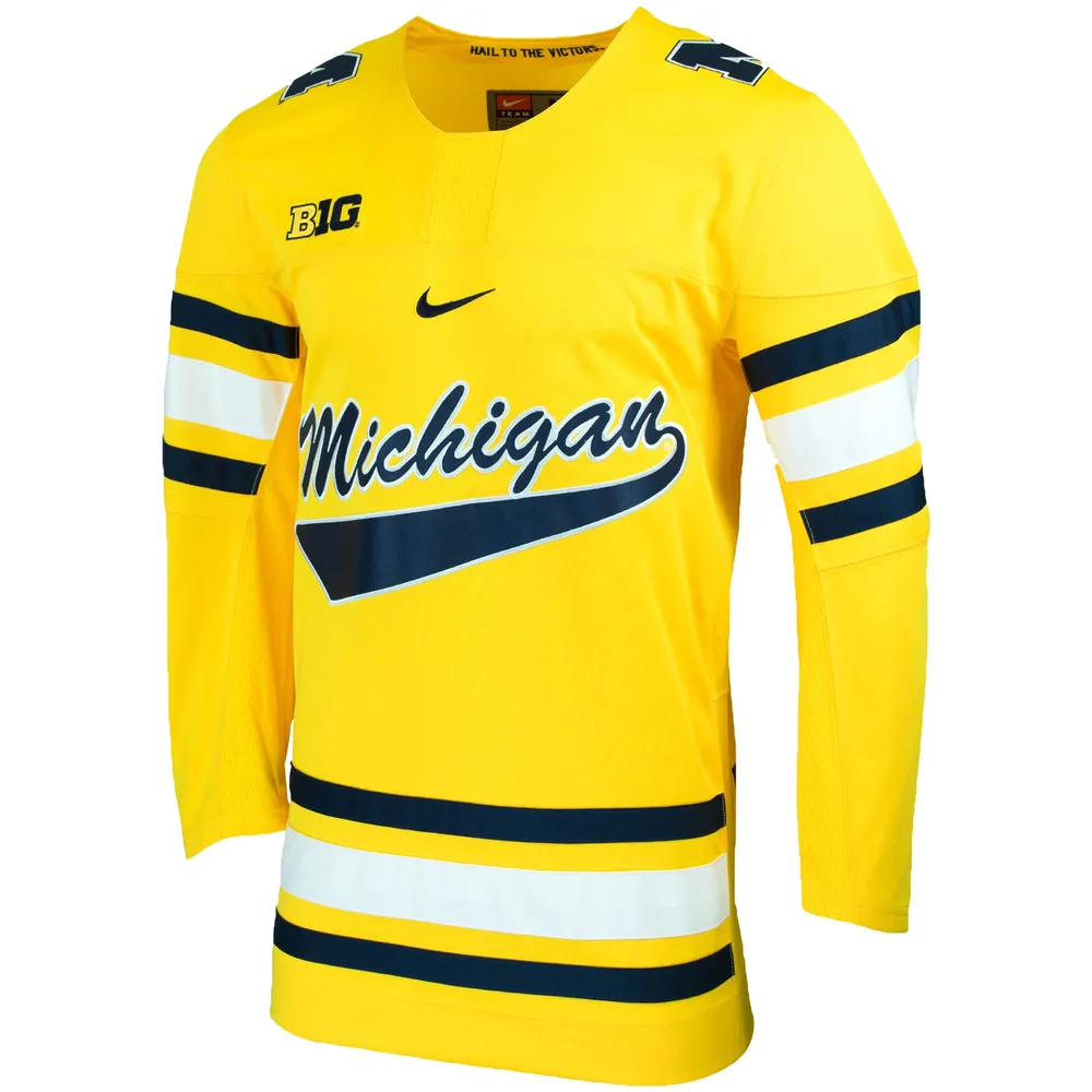 Men's Nike White Michigan Wolverines Replica College Hockey Jersey