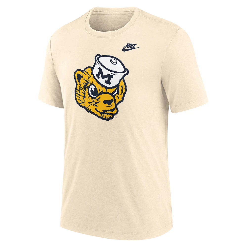 Men's Nike Natural Michigan Wolverines Vault Logo Tri-Blend T-Shirt