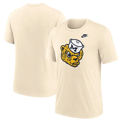 Men's Nike Natural Michigan Wolverines Vault Logo Tri-Blend T-Shirt