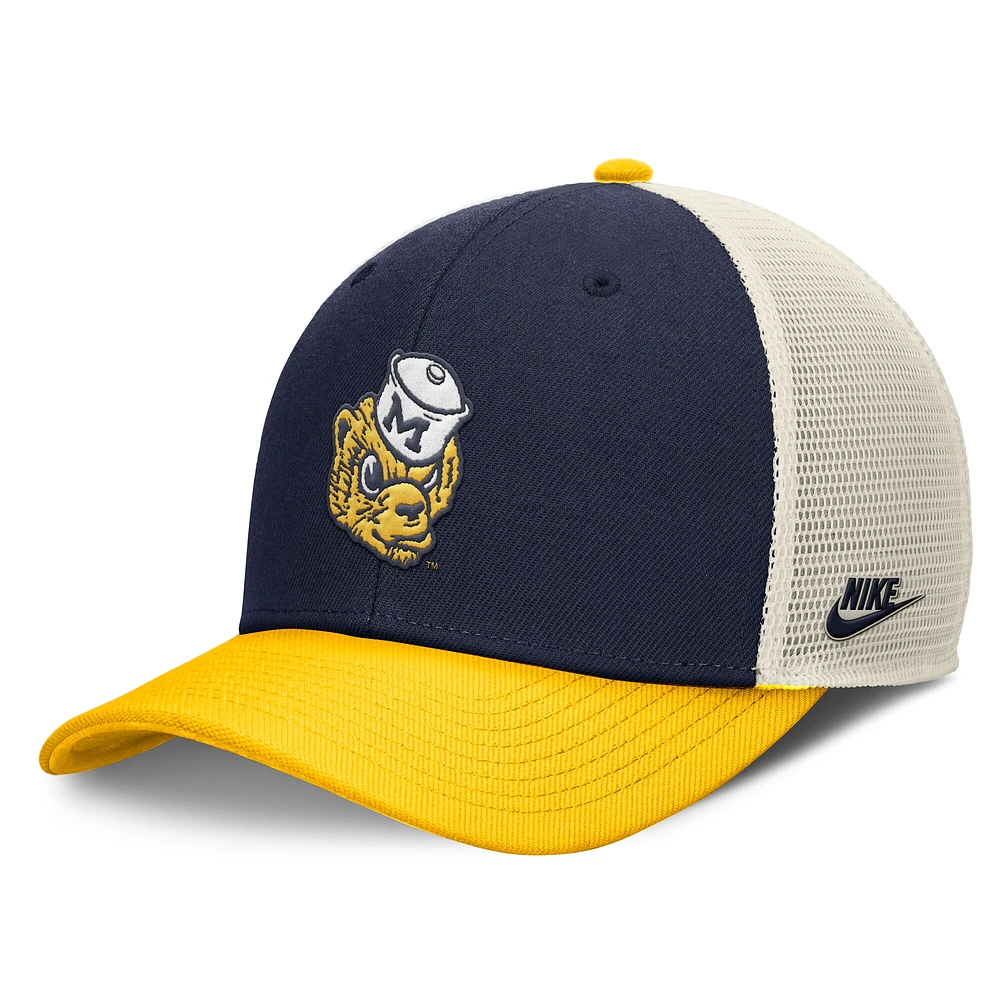 Casquette ajustable Nike Performance Rise pour homme, bleu marine/maïs, Michigan Wolverines
